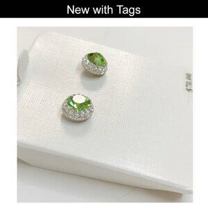 Beautiful Green Peridot and Crystal Stud Earrings